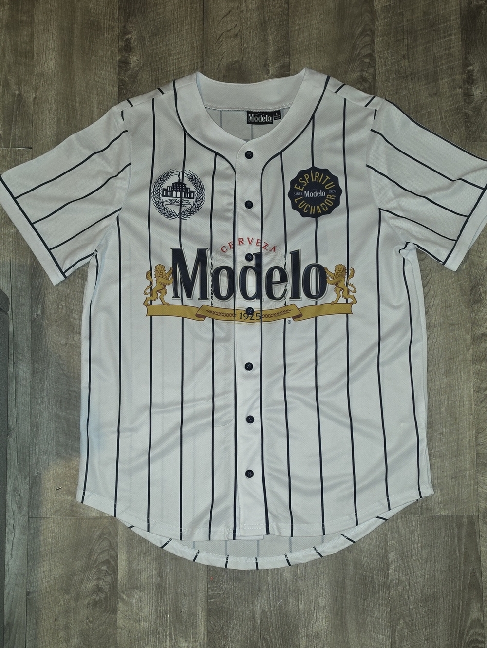 Adult Large Modelo White Pinstripe Baseball Jersey